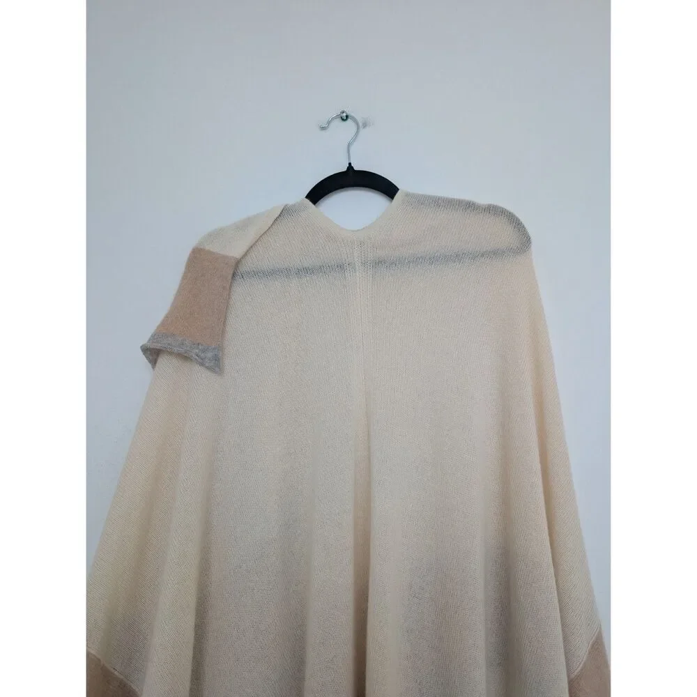 J. McLaughlin Cashmere Colorblock Poncho Shawl Wrap Kimono Cardigan One Size - Picture 12 of 16